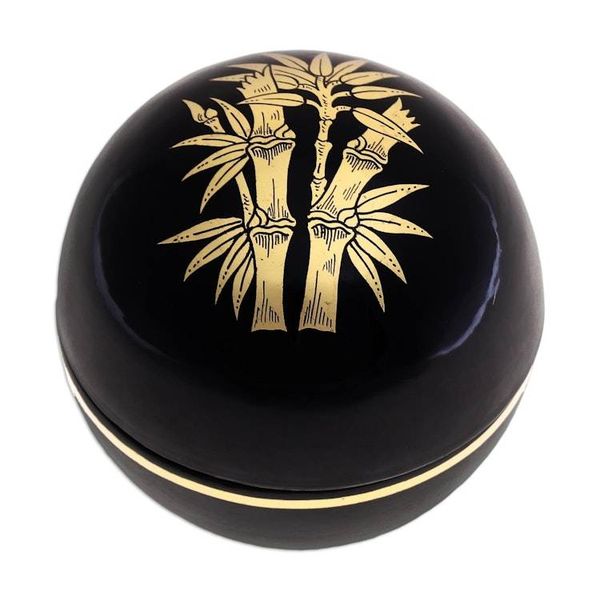 Alternate image for Round Lacquerware Box from Thailand Shimmering Bamboo