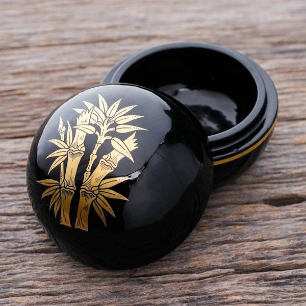 Alternate image for Round Lacquerware Box from Thailand Shimmering Bamboo