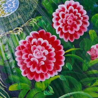 Alternate image for Peacock-Themed Cotton and Bamboo Parasol in Buff Heavenly Peacocks