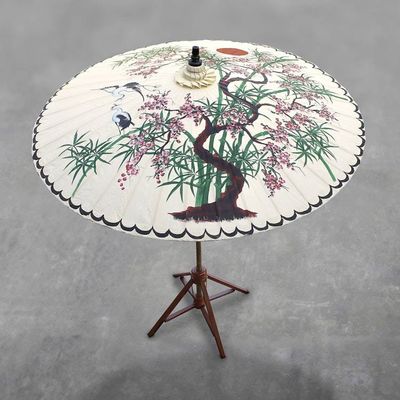 Alternate image for Crane-Themed Cotton and Bamboo Parasol in White Appealing Nature