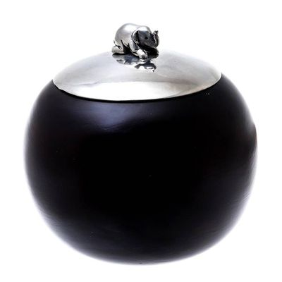 Alternate image for Wood and Pewter Elephant Decorative Jar 4 in. Elephant Orb