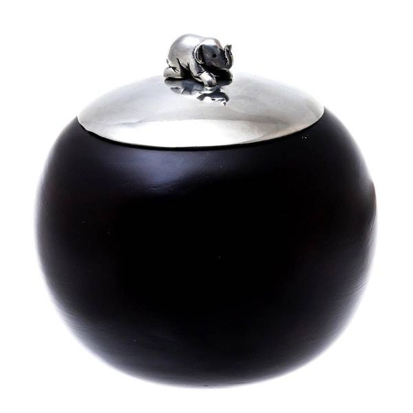 Alternate image for Wood and Pewter Elephant Decorative Jar 4 in. Elephant Orb
