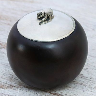 Alternate image for Wood and Pewter Elephant Decorative Jar 4 in. Elephant Orb