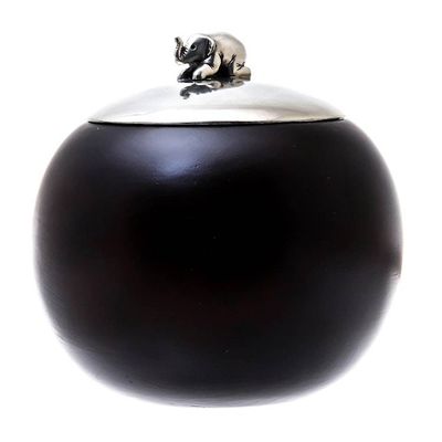 Alternate image for Wood and Pewter Elephant Decorative Jar 4 in. Elephant Orb