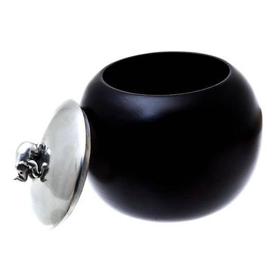 Alternate image for Wood and Pewter Elephant Decorative Jar 4 in. Elephant Orb