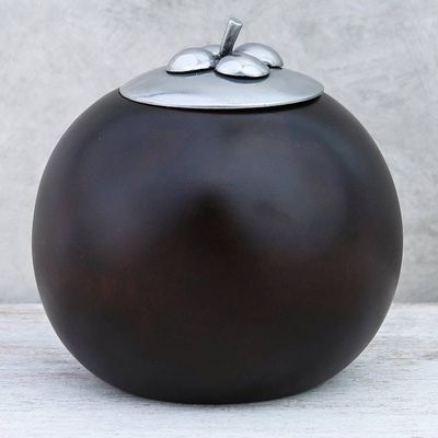 Alternate image for Fruit-Shaped Wood and Pewter Decorative Jar 4 in. The Mangosteen