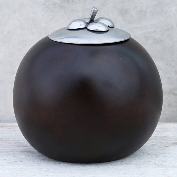 Alternate image for Fruit-Shaped Wood and Pewter Decorative Jar 4 in. The Mangosteen