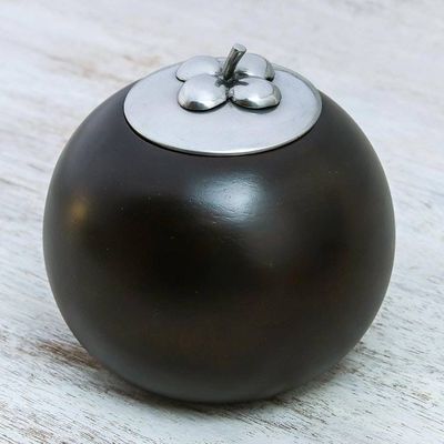 Alternate image for Fruit-Shaped Wood and Pewter Decorative Jar 4 in. The Mangosteen
