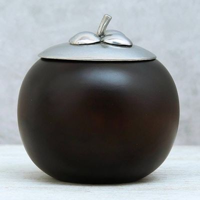 Alternate image for Fruit-Shaped Wood and Pewter Decorative Jar 5 in. The Mangosteen