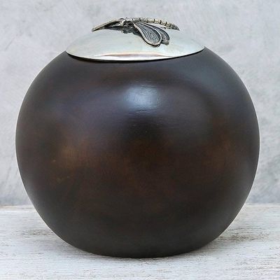 Alternate image for Wood and Pewter Dragonfly Decorative Jar 5 in. The Dragonfly