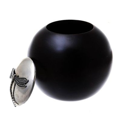 Alternate image for Wood and Pewter Dragonfly Decorative Jar 5 in. The Dragonfly