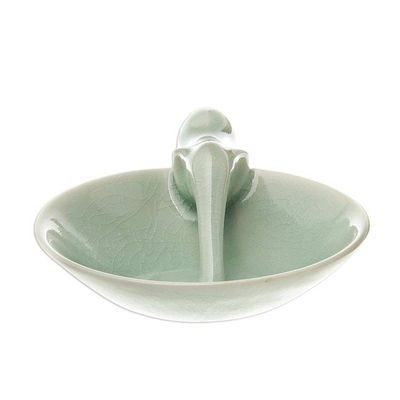Alternate image for Elephant-Themed Celadon Ceramic Incense Holder Sipping Elephant