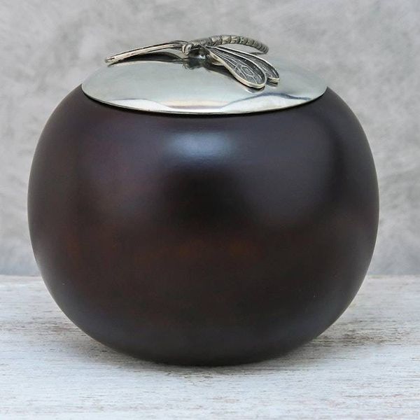 Alternate image for Wood and Pewter Dragonfly Decorative Jar 4 in. The Dragonfly