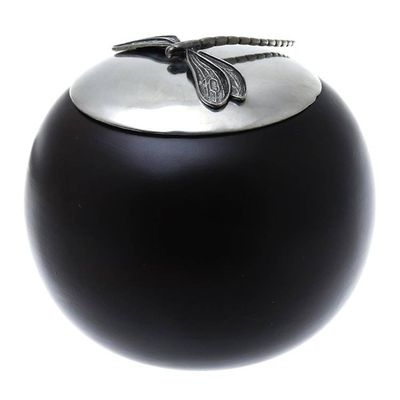 Alternate image for Wood and Pewter Dragonfly Decorative Jar 4 in. The Dragonfly