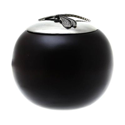 Alternate image for Wood and Pewter Dragonfly Decorative Jar 4 in. The Dragonfly