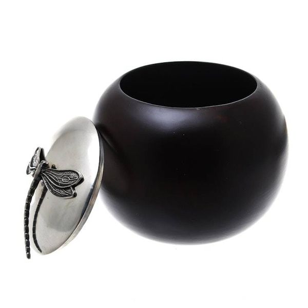Alternate image for Wood and Pewter Dragonfly Decorative Jar 4 in. The Dragonfly