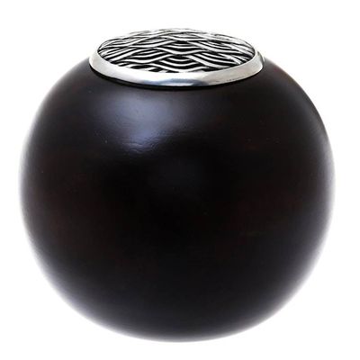 Alternate image for Wave Motif Wood and Pewter Decorative Jar 5 inch The Wave