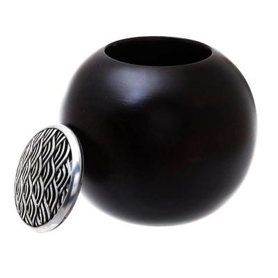 Alternate image for Wave Motif Wood and Pewter Decorative Jar 5 inch The Wave
