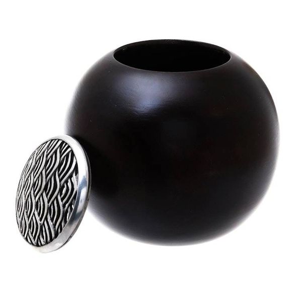 Alternate image for Wave Motif Wood and Pewter Decorative Jar 5 inch The Wave