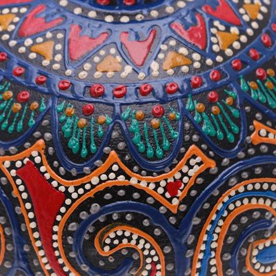 Alternate image for Hand-Painted Blue Mango Wood Decorative Box from Thailand Floral Circle in Blue