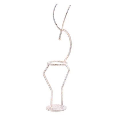 Alternate image for Handcrafted Iron Deer Tealight Holder in White and Gold Deer Splendor