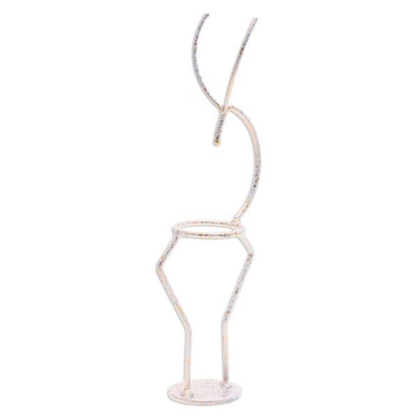 Alternate image for Handcrafted Iron Deer Tealight Holder in White and Gold Deer Splendor
