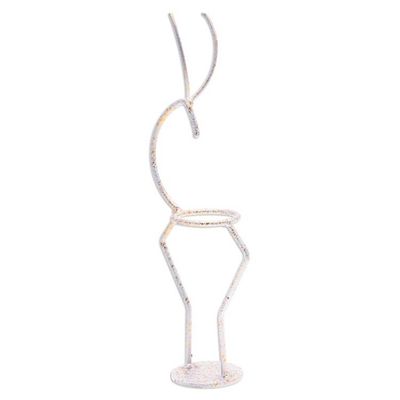 Alternate image for Handcrafted Iron Deer Tealight Holder in White and Gold Deer Splendor