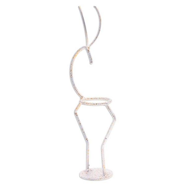 Alternate image for Handcrafted Iron Deer Tealight Holder in White and Gold Deer Splendor