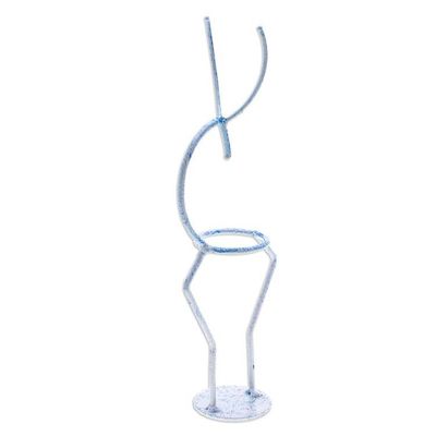 Alternate image for Iron Deer Tealight Holder in White and Blue from Thailand Deer Splendor in Blue