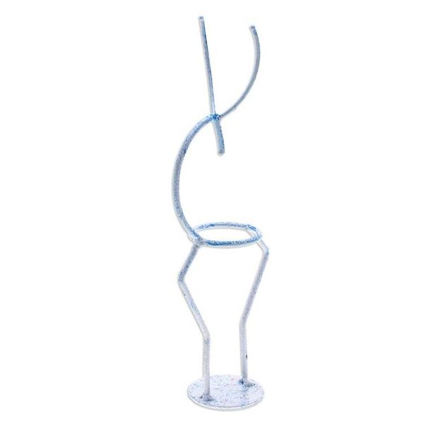 Alternate image for Iron Deer Tealight Holder in White and Blue from Thailand Deer Splendor in Blue