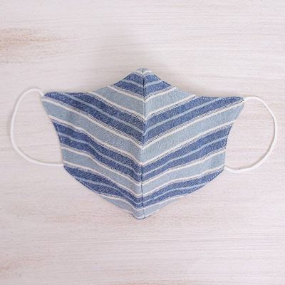 Alternate image for Triple-Layer Cotton Face Mask Sky Stripes