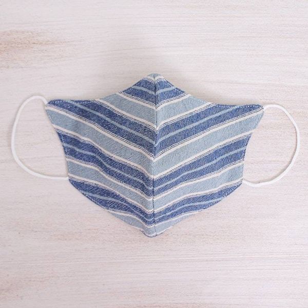 Alternate image for Triple-Layer Cotton Face Mask Sky Stripes