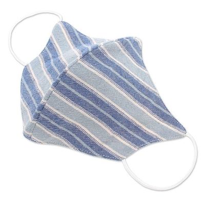 Alternate image for Triple-Layer Cotton Face Mask Sky Stripes