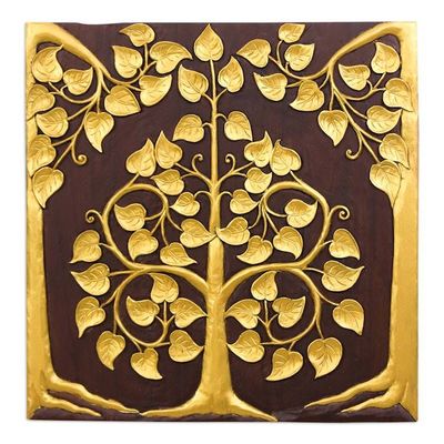 Alternate image for Thai Golden Bodhi Tree Relief Panel The Golden Bodhi