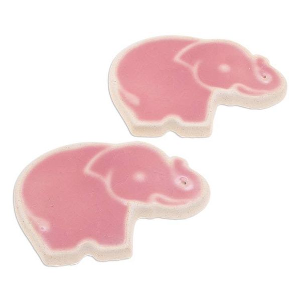 Alternate image for Handcrafted Elephant-Shaped Pink Incense Holders Pair Pink Elephant