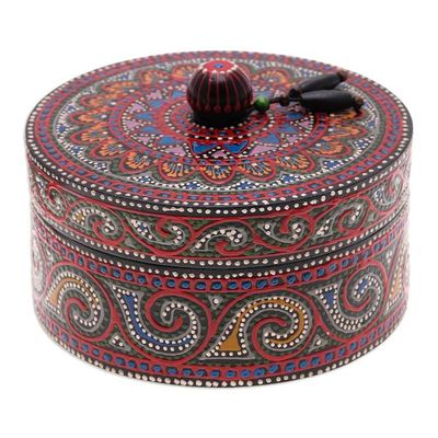 Alternate image for Hand-Painted Mango Wood Decorative Box with Black Beads Black Tides