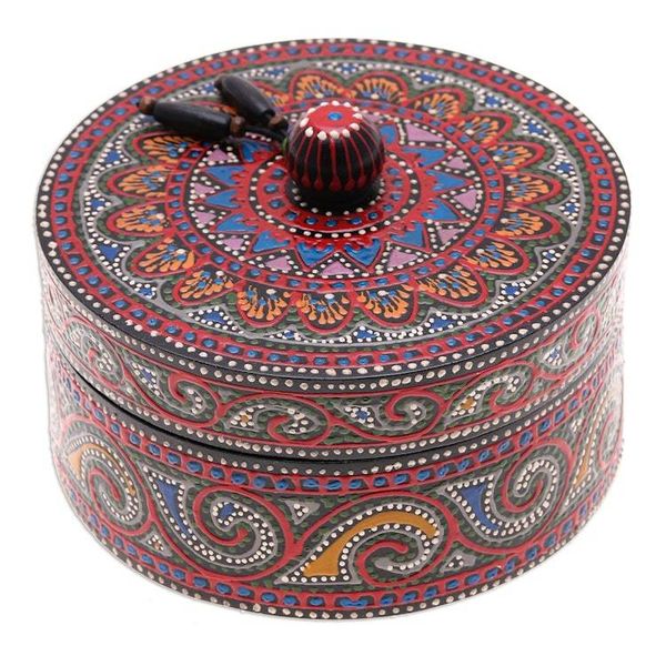 Alternate image for Hand-Painted Mango Wood Decorative Box with Black Beads Black Tides