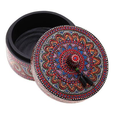 Alternate image for Hand-Painted Mango Wood Decorative Box with Black Beads Black Tides