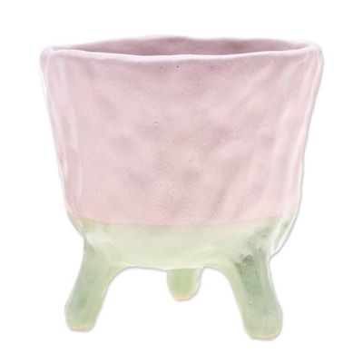 Alternate image for Handcrafted Ceramic Pink Flower Pot with Three-Legged Design Pink Sprout