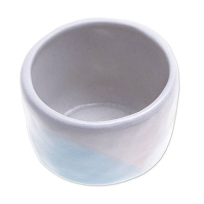 Alternate image for Handcrafted Ceramic Flower Pot with White and Blue Tones Dazzling Bud