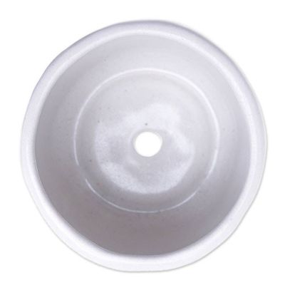 Alternate image for Handcrafted Ceramic Flower Pot with White and Blue Tones Dazzling Bud