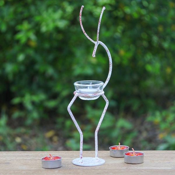 Alternate image for Iron Deer Tealight Holder in White and Red from Thailand Deer Splendor in Red