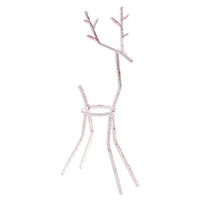 Alternate image for Handcrafted Iron Reindeer Tealight Holder in White and Red Winter Reindeer in Red