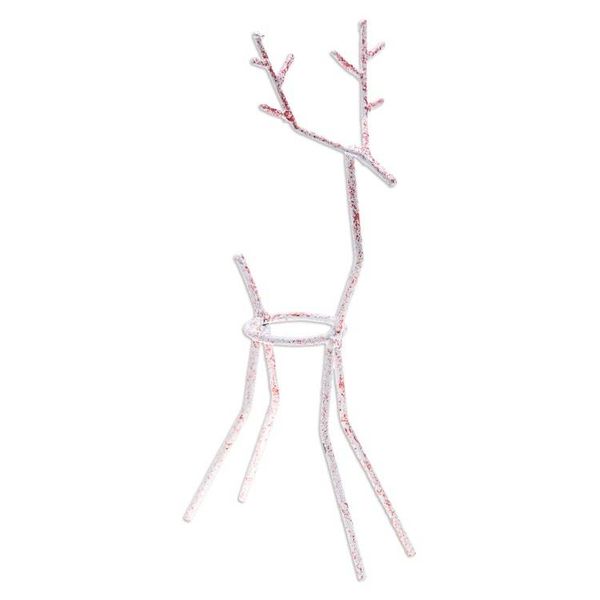 Alternate image for Handcrafted Iron Reindeer Tealight Holder in White and Red Winter Reindeer in Red