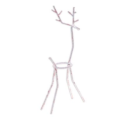 Alternate image for Handcrafted Iron Reindeer Tealight Holder in White and Red Winter Reindeer in Red