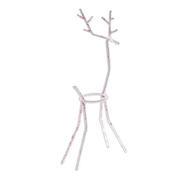 Alternate image for Handcrafted Iron Reindeer Tealight Holder in White and Red Winter Reindeer in Red