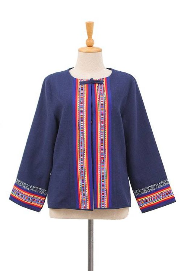 Alternate image for Hill Tribe-Inspired Navy Cotton and Hemp Blend Jacket Navy Heritage