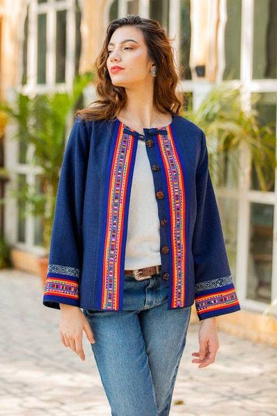Alternate image for Hill Tribe-Inspired Navy Cotton and Hemp Blend Jacket Navy Heritage
