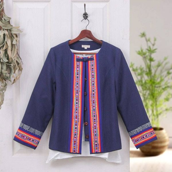 Alternate image for Hill Tribe-Inspired Navy Cotton and Hemp Blend Jacket Navy Heritage