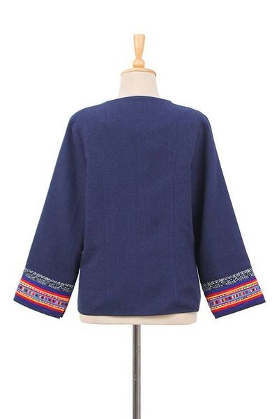 Alternate image for Hill Tribe-Inspired Navy Cotton and Hemp Blend Jacket Navy Heritage